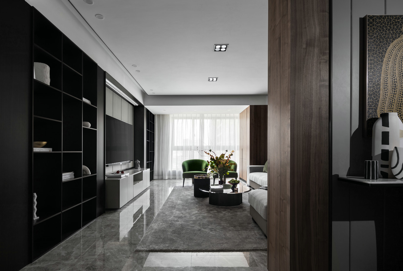 现代高级灰风格室内家装案例效果图-玄关走廊 现代高级灰风格室内家装案例效果图-玄关走廊