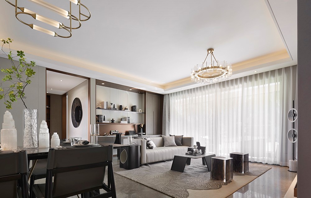 现代轻奢风格室内家装案例效果图-客厅 现代轻奢风格室内家装案例效果图-客厅