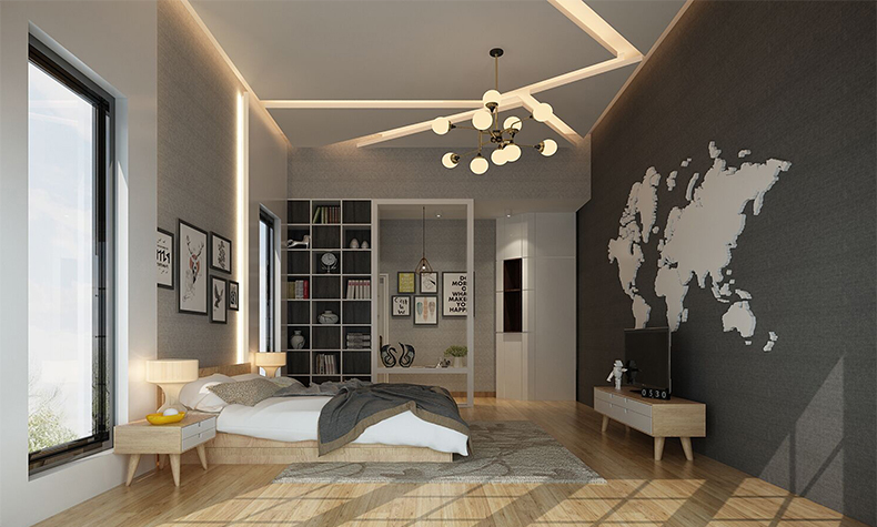 现代简约风格别墅装修设计效果图-泷景花园别墅365平米-别墅卧室装修设计 现代简约风格别墅装修设计效果图-泷景花园别墅365平米-别墅卧室装修设计