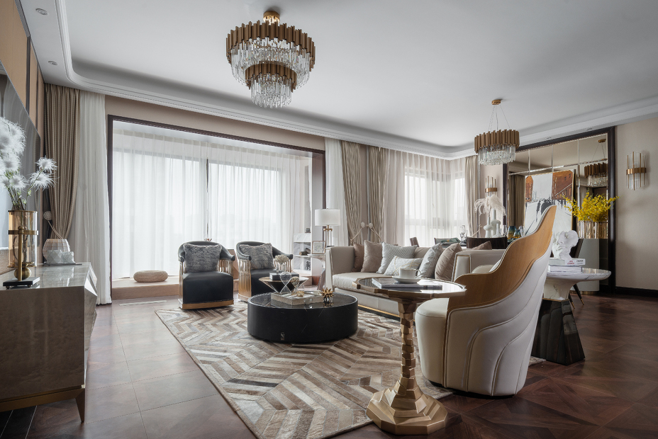 轻奢风格家装设计室内装修效果图-客厅 轻奢风格家装设计室内装修效果图-客厅