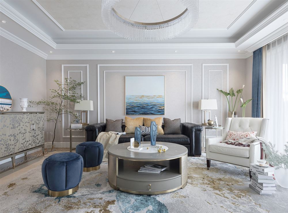 现代轻奢风格家装设计室内装修效果图-客厅 现代轻奢风格家装设计室内装修效果图-客厅