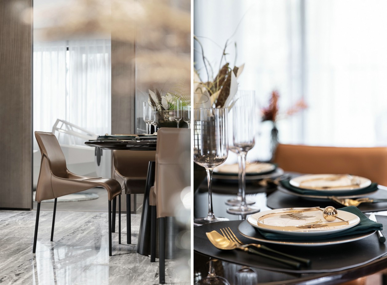 现代轻奢风格室内设计家装案例-餐厅餐桌