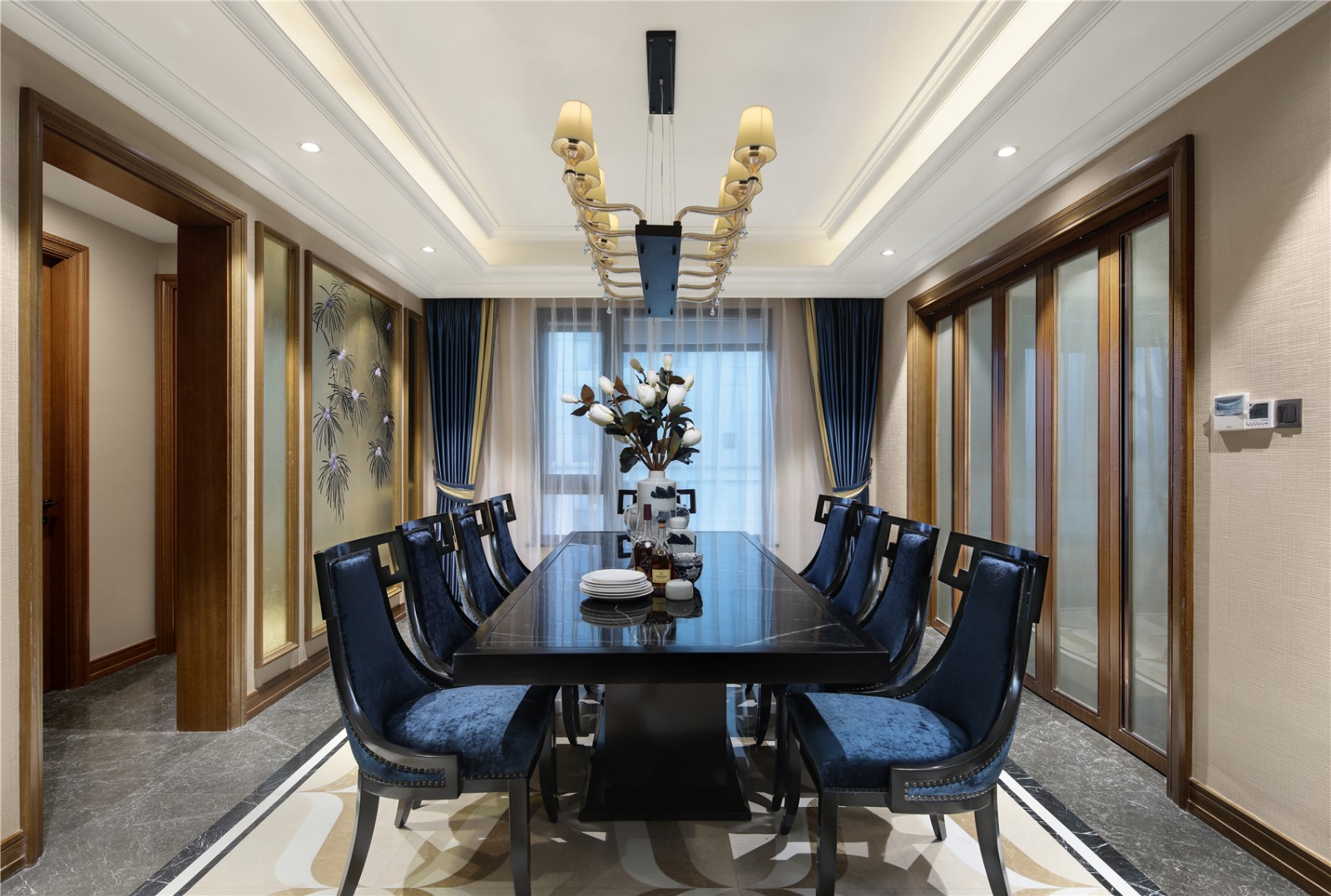 新中式风格家装设计平层室内装修效果图-餐厅 新中式风格家装设计平层室内装修效果图-餐厅