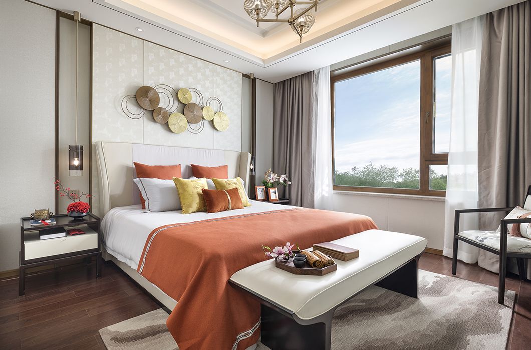 新中式风格家装设计室内装修效果图-卧室 新中式风格家装设计室内装修效果图-卧室