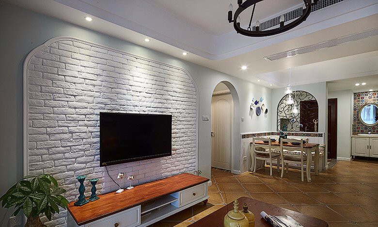 田园风格室内装修效果图-御雅园三居125平米-客厅电视墙 田园风格室内装修效果图-御雅园三居125平米-客厅电视墙