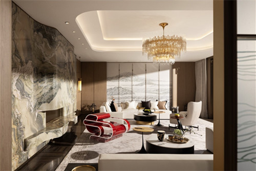 广州301平米以上新中式风格沁园室内装修设计案例	